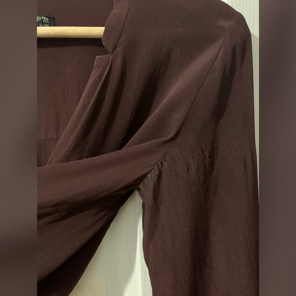 All Saints Purple Long Sleeve V-Neck Blouse - Picture 9 of 12